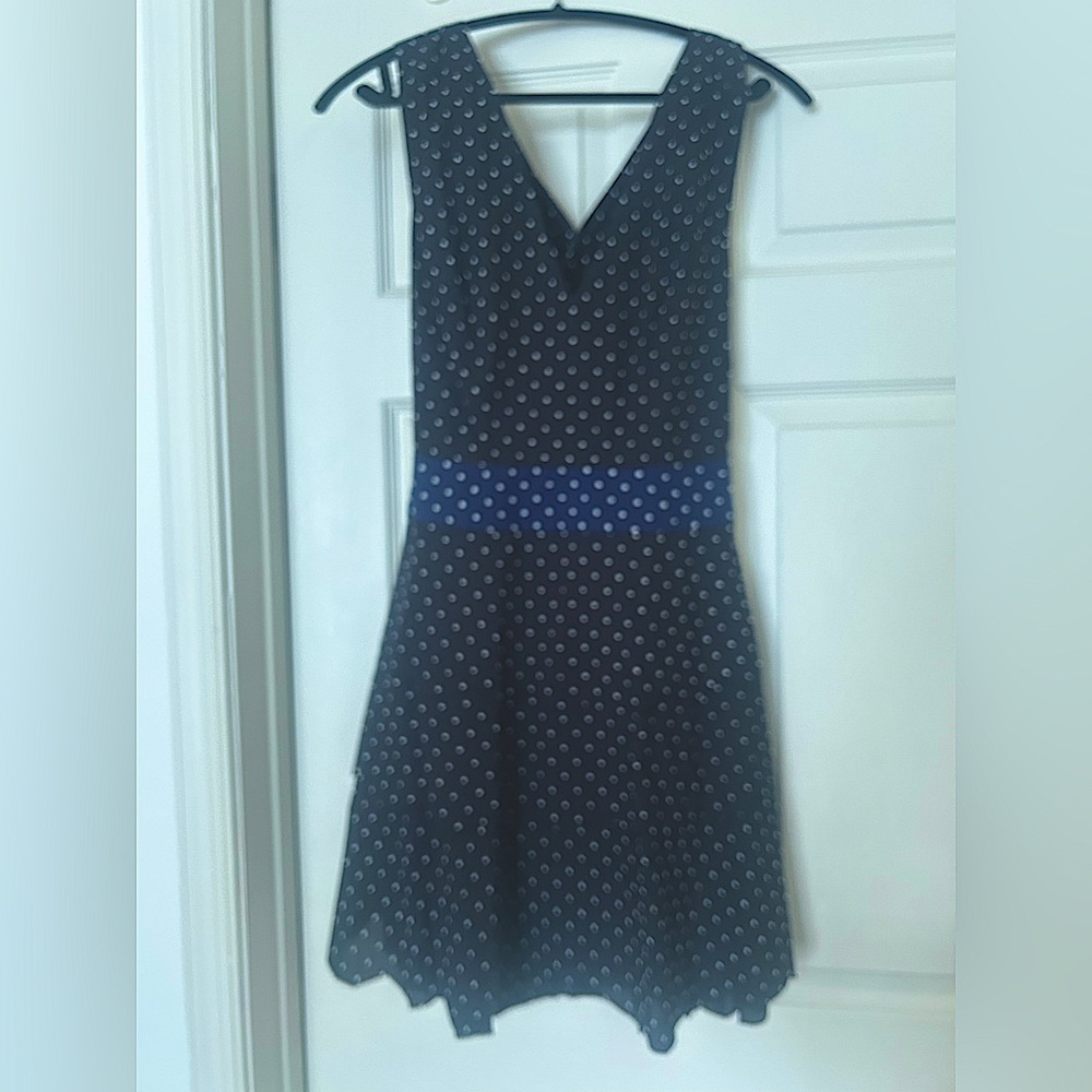 Marysia Resort San Onofre Polka Dot Scalloped Dress Black Blue White NWT Medium